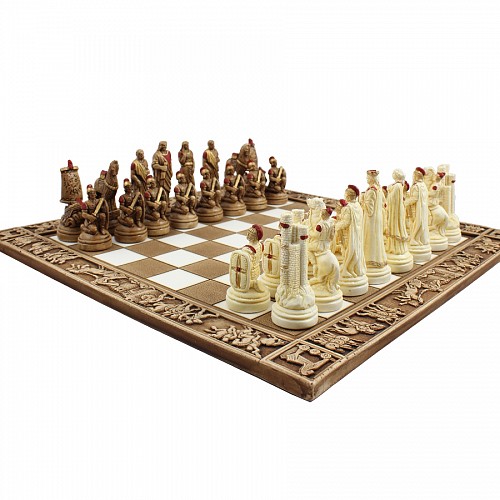 Σκάκι σετ κεραμικό Τρωικός πόλεμος κόκκινο 31x31x1εκ