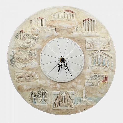 Ceramic wall clock Greek monuments 28.2cm